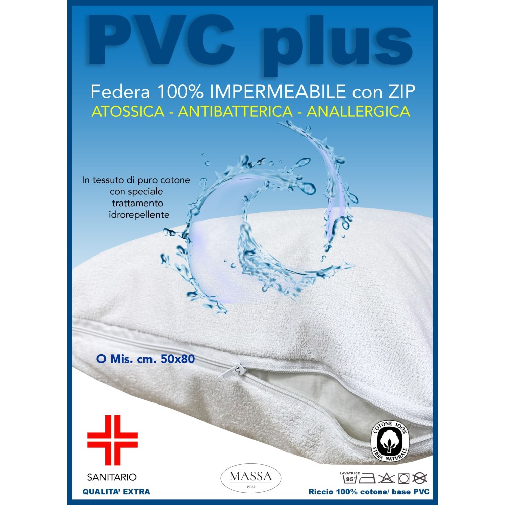 FEDERA PVC PLUS © copriguanciale IMPERMEABILE CON CERNIERA IN spugna DI  COTONE