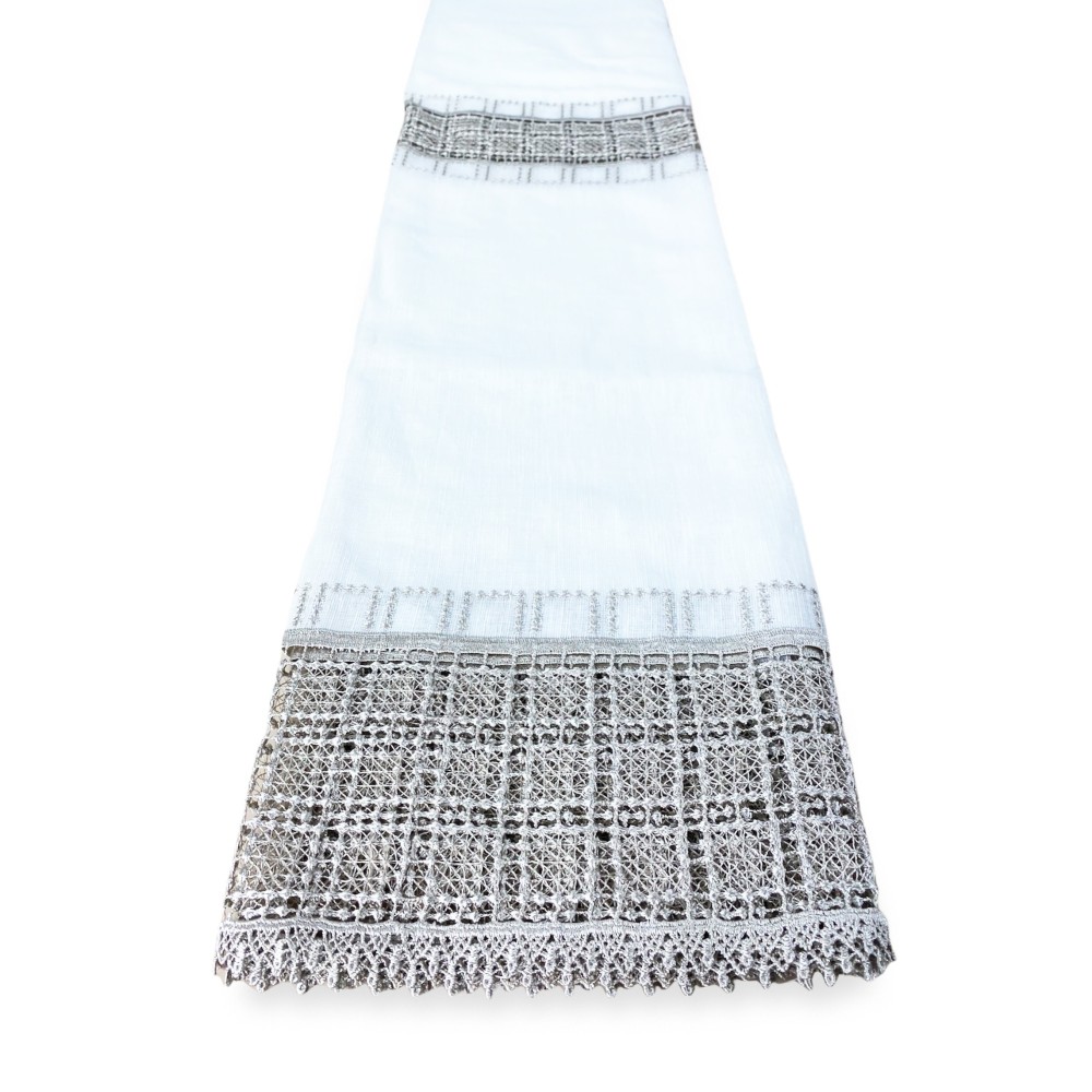 NOEMI RIDEAU BRODERIE MODERNE FEUILLE BLANCHE cm. 140x290