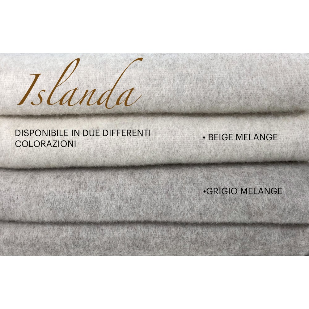 COPERTA ISLANDA in vera pura LANA vergine morbida e calda BEIGE Melange