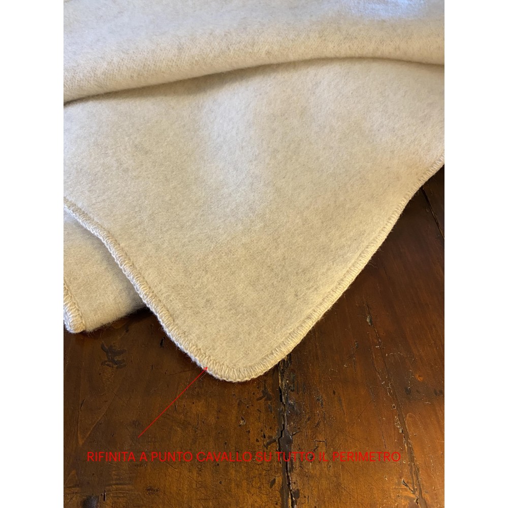 COPERTA ISLANDA in vera pura LANA vergine morbida e calda BEIGE Melange