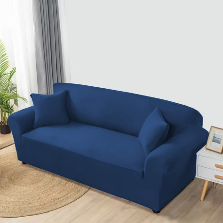 Housse de canapé ajustée en bleu