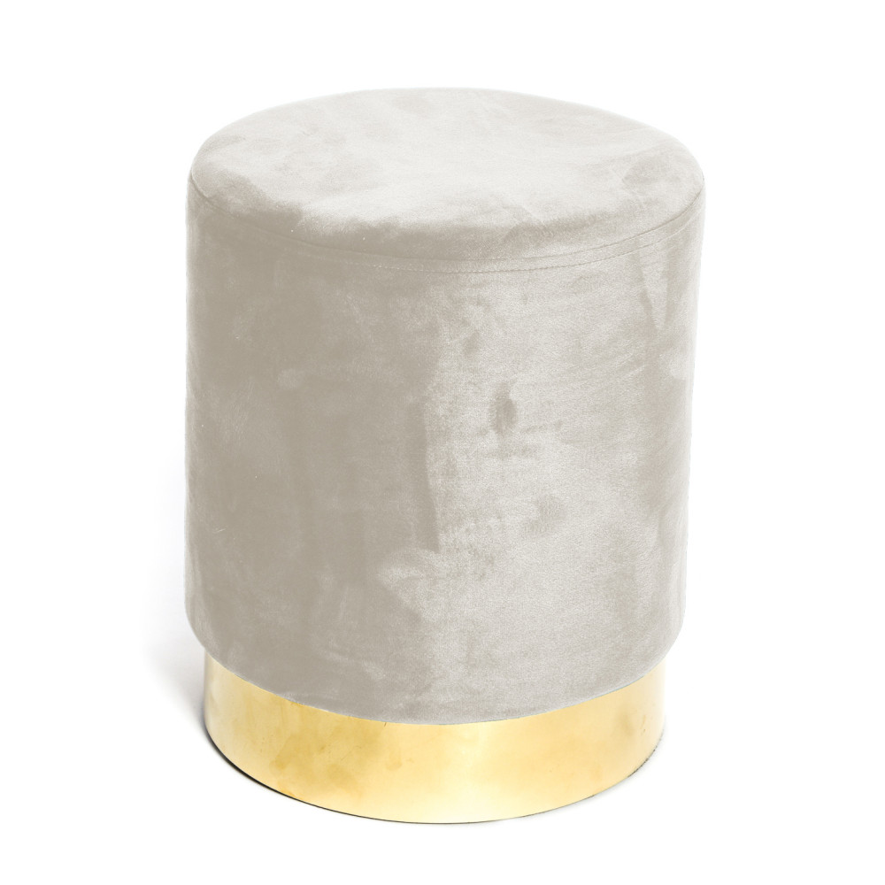 Pouf en velours beige