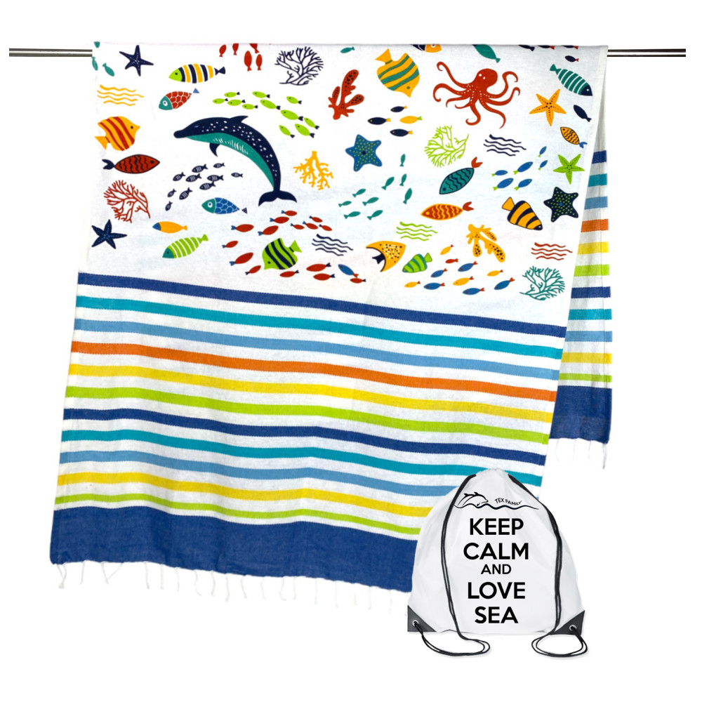 Serviette de plage Fouta en coton à franges