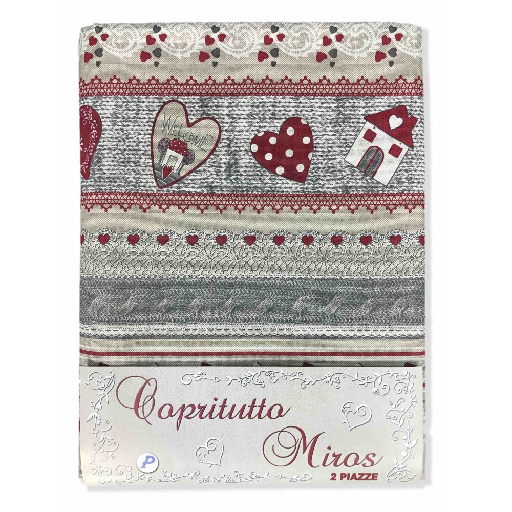 TISSU MEUBLES COPRITUTTO GRANDE ÉCHARPE COUVRE-LIT Couverture de canapé TISSU MIROS BIENVENUE ROUGE