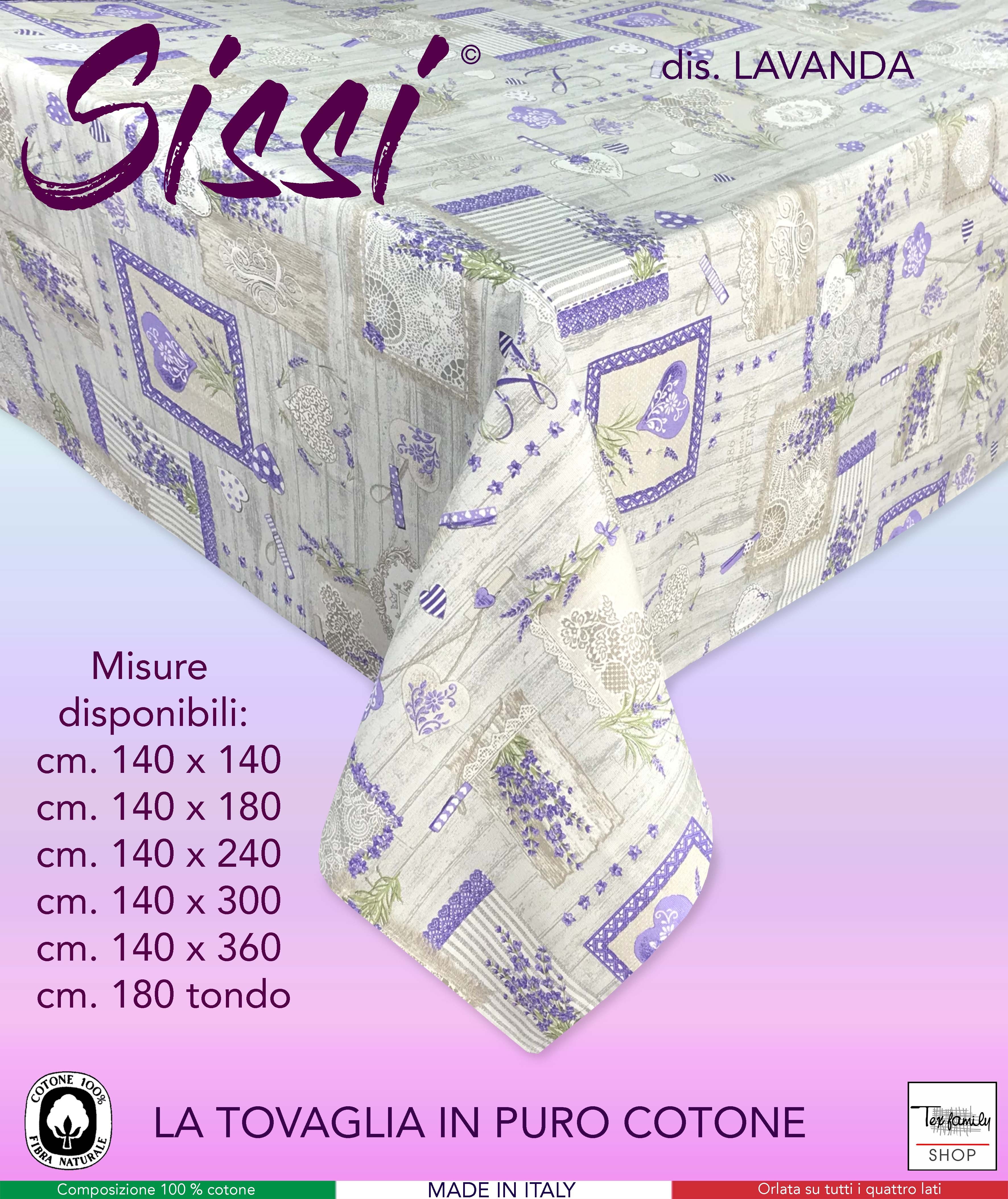 Nappe en coton SISSI PROVENZALE LAVANDA CHÈRIE en coton