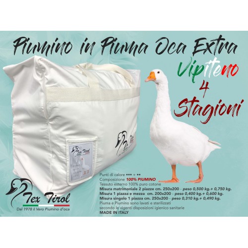 PIUMINO OCA TEX TIROL © VIPITENO  4 STAGIONI 100% PIUMINO OCA