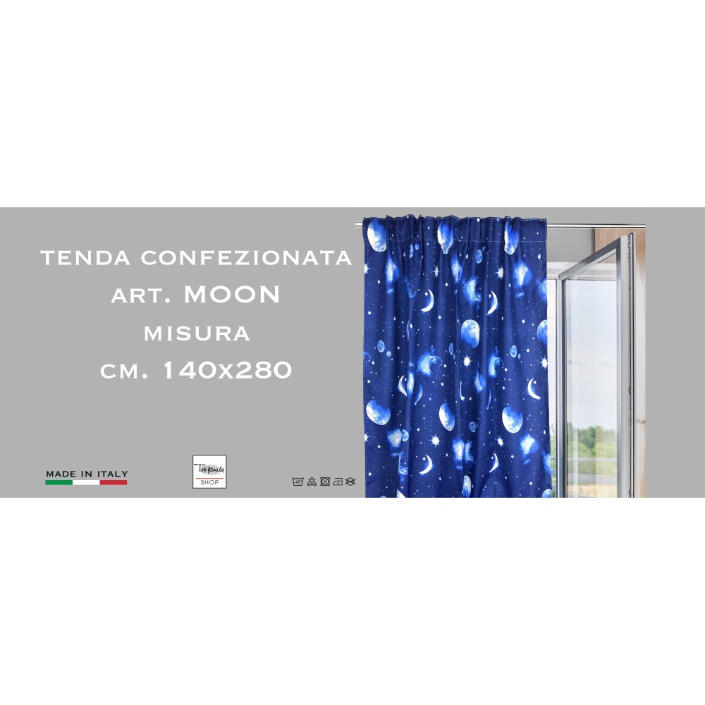 TENDA CORALLI e CAVALLUCCI MARINI BLU cm. 150X280 Confezionata Made in Italy