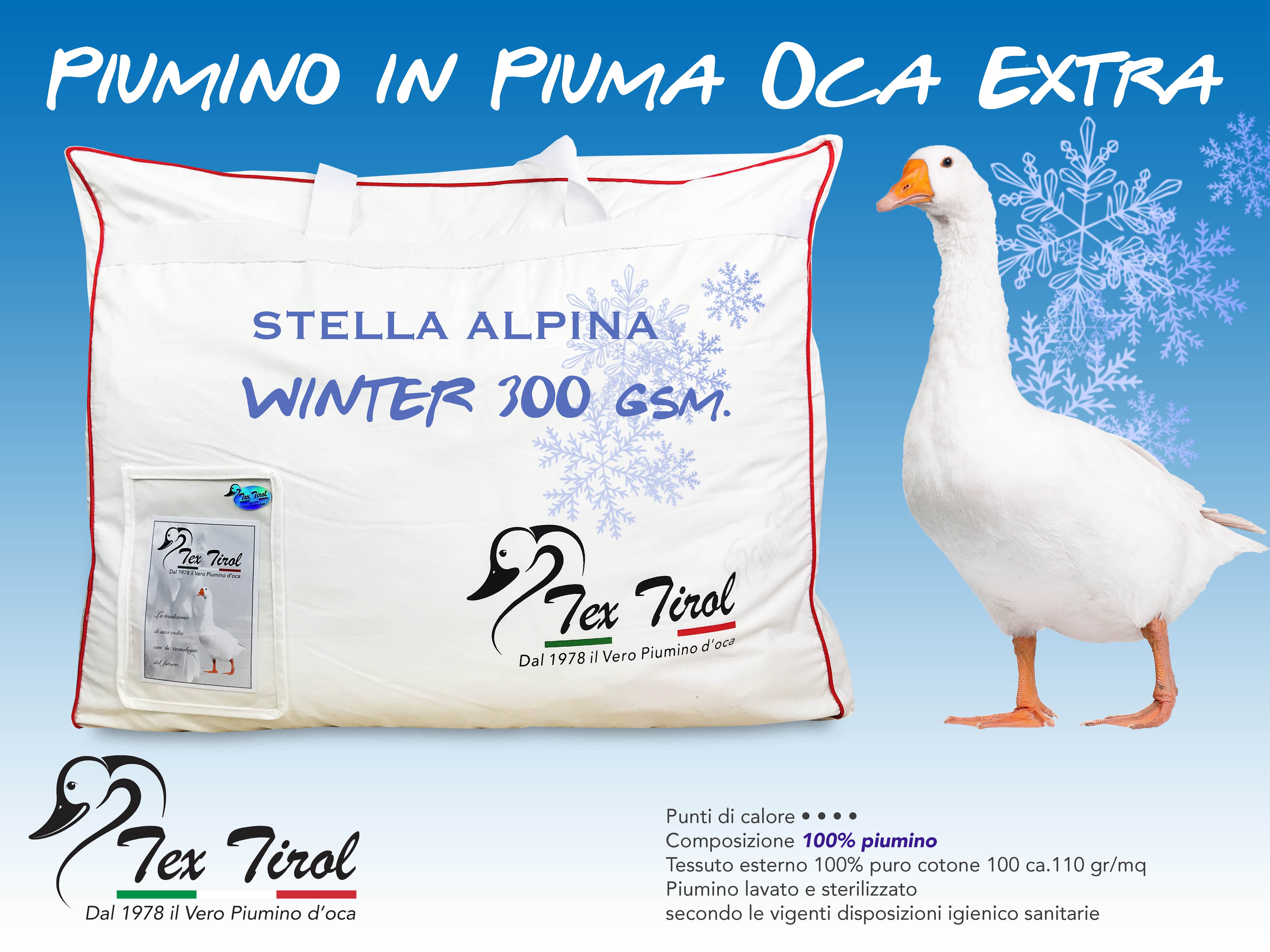 PIUMINO tex tirol © STELLA ALPINA da LETTINO estivo 100% PIUMINO OCA 100  gsm cm.